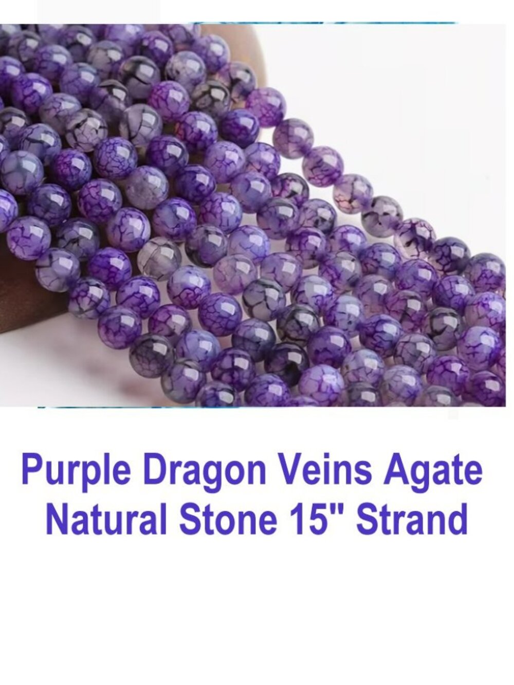 Purple Dragon Veins Agate Natural Stone  15" Strand